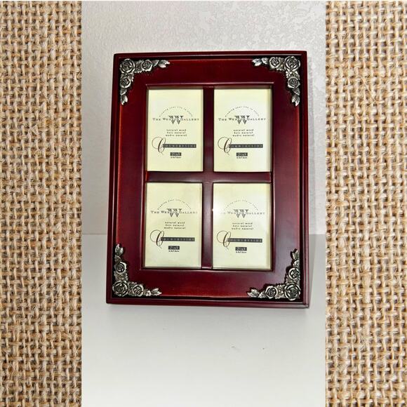 The Weston Gallery 4-Opening Wood Picture Frame – Cherry Finish with Metal Roses - Picture 4 of 8